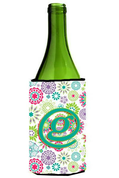 Letter G Flowers Pink Teal Green Initial Wine Bottle Beverage Insulator Hugger CJ2011-GLITERK by Caroline's Treasures