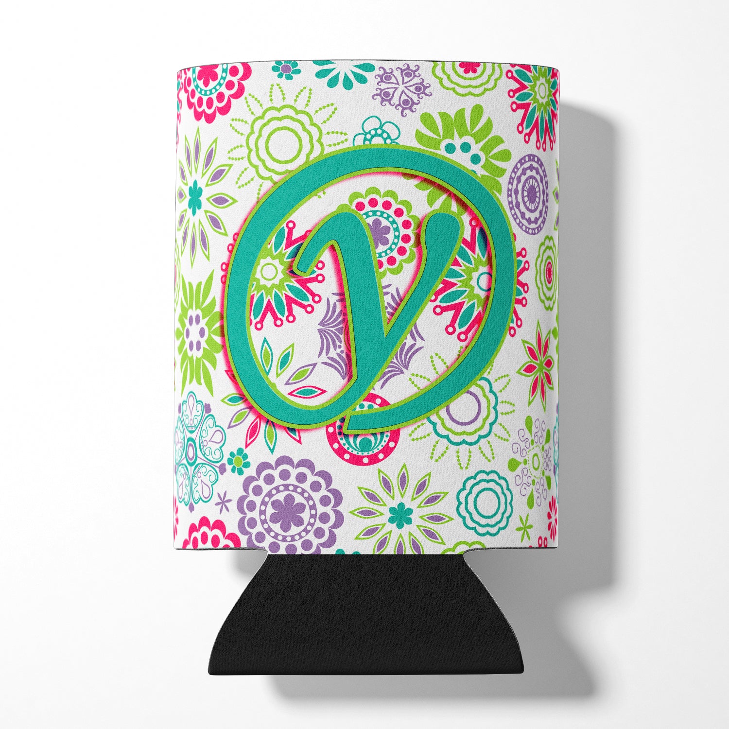 Letter Y Flowers Pink Teal Green Initial Can or Bottle Hugger CJ2011-YCC  the-store.com.