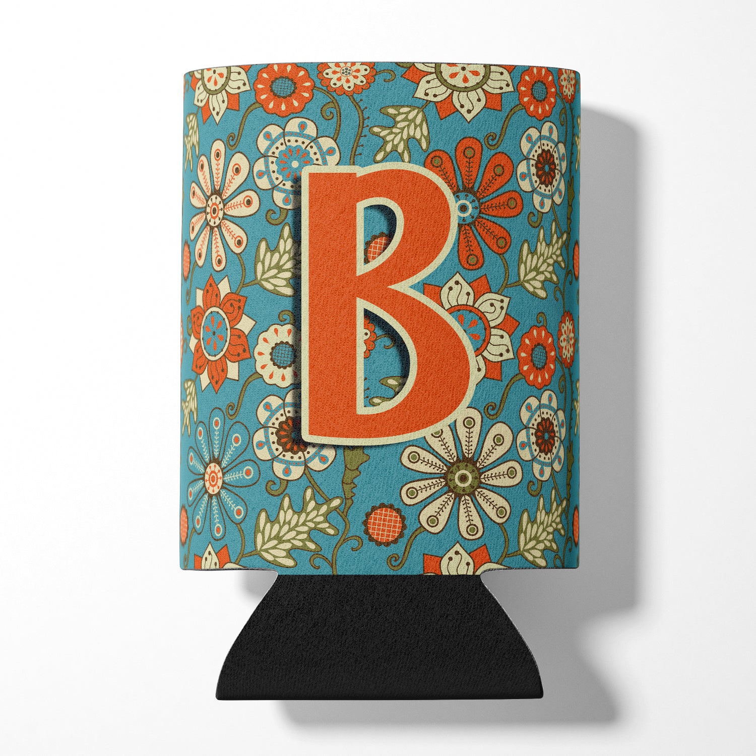 Letter B Flowers Retro Blue Can or Bottle Hugger CJ2012-BCC  the-store.com.