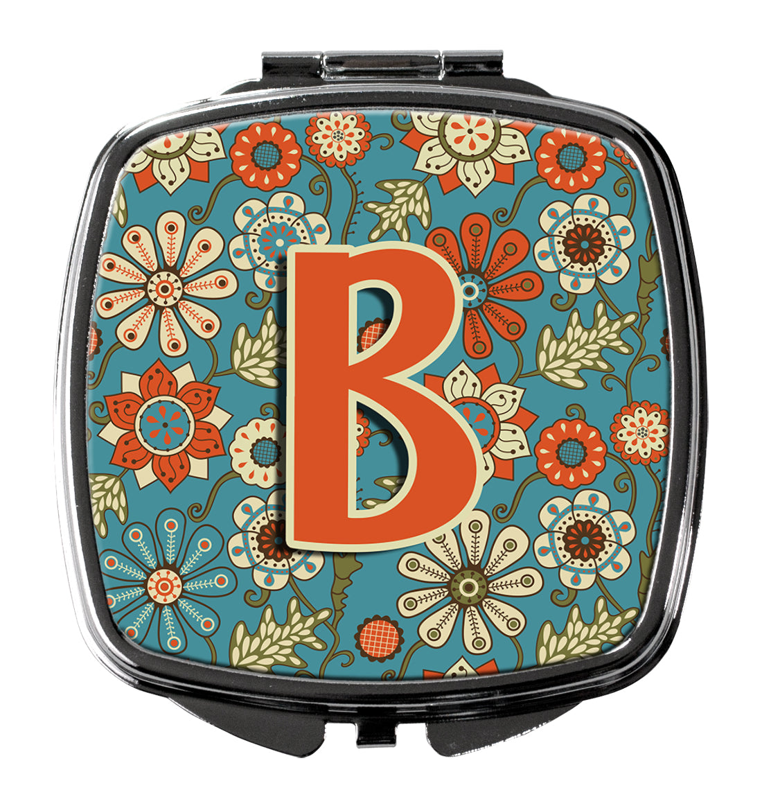 Letter B Flowers Retro Blue Compact Mirror CJ2012-BSCM  the-store.com.