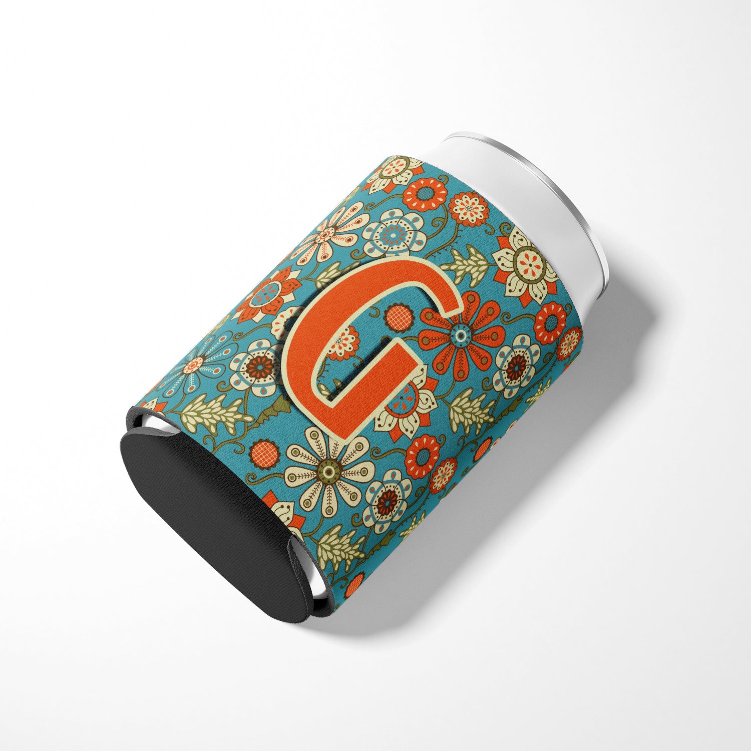 Letter G Flowers Retro Blue Can or Bottle Hugger CJ2012-GCC  the-store.com.