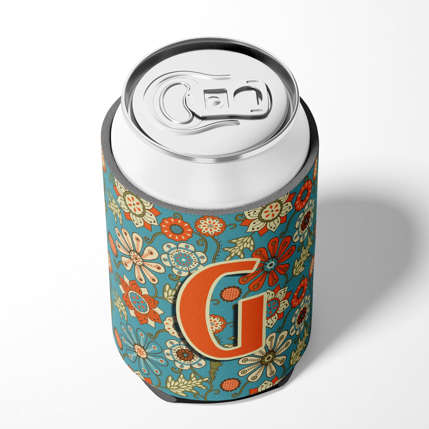 Letter G Flowers Retro Blue Can or Bottle Hugger CJ2012-GCC  the-store.com.