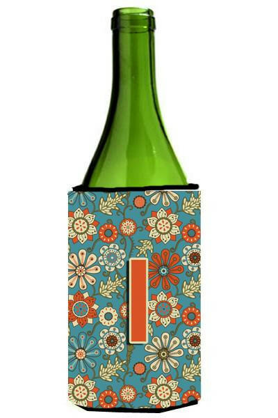 Letter I Flowers Retro Blue Wine Bottle Beverage Insulator Hugger CJ2012-ILITERK by Caroline's Treasures