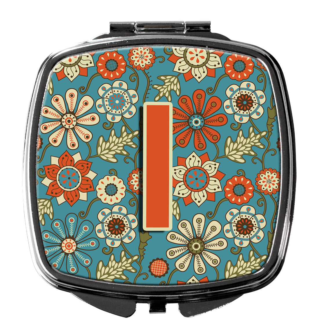 Letter I Flowers Retro Blue Compact Mirror CJ2012-ISCM  the-store.com.