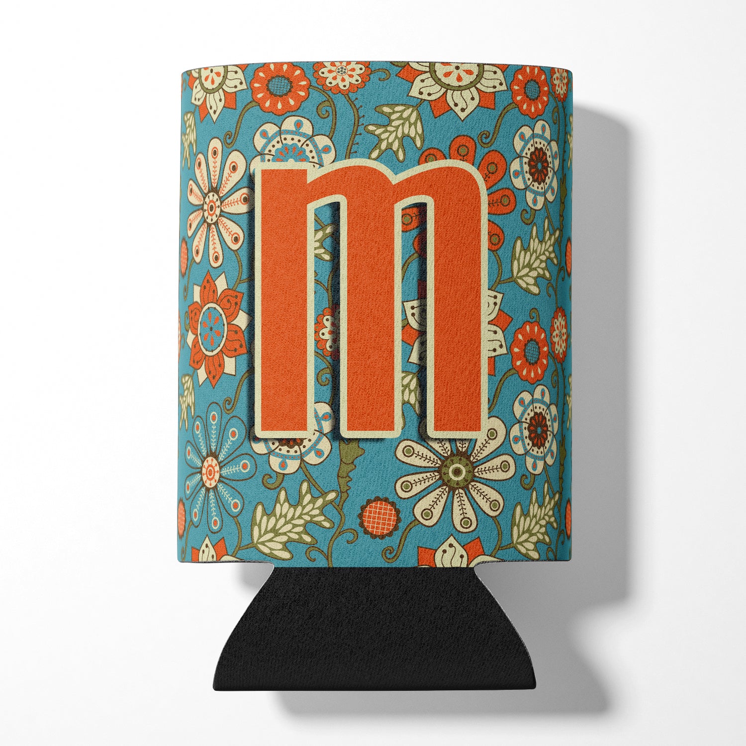 Letter M Flowers Retro Blue Can or Bottle Hugger CJ2012-MCC  the-store.com.