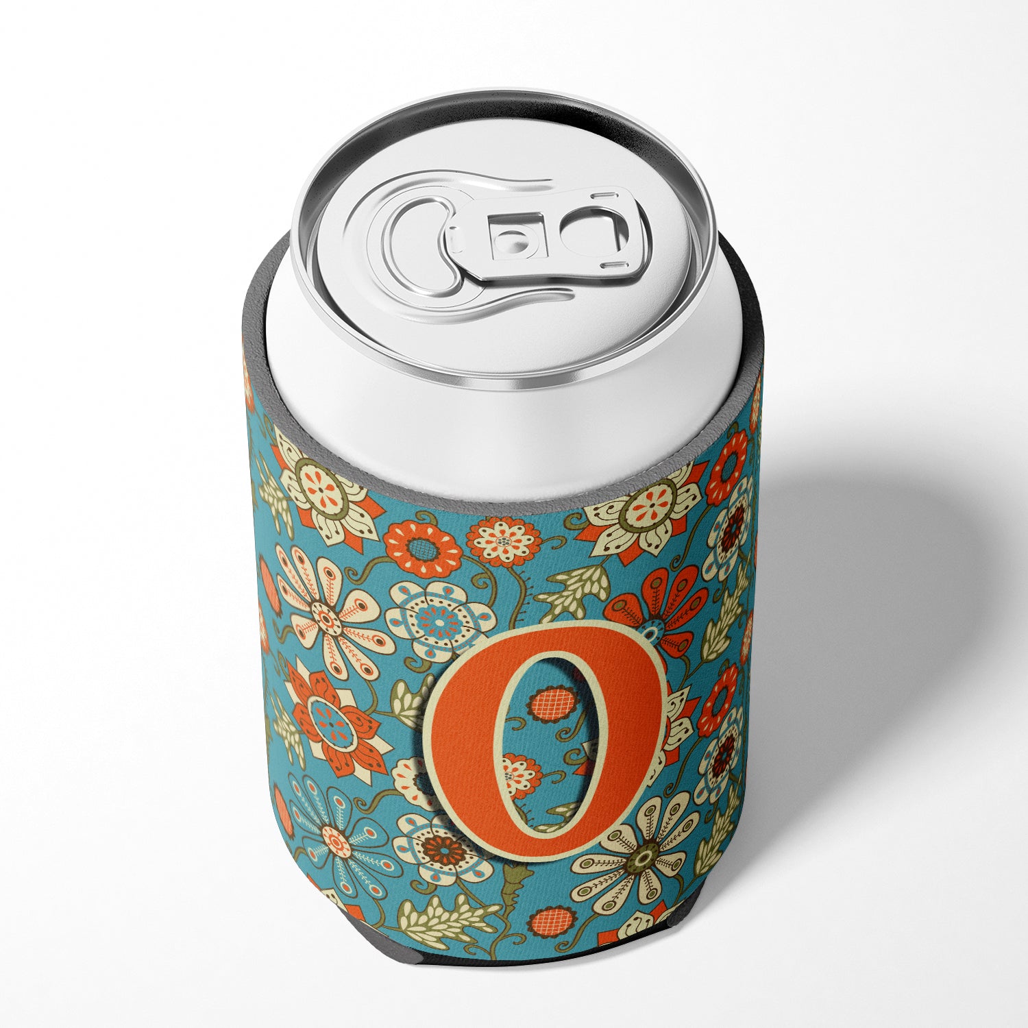 Letter O Flowers Retro Blue Can or Bottle Hugger CJ2012-OCC  the-store.com.