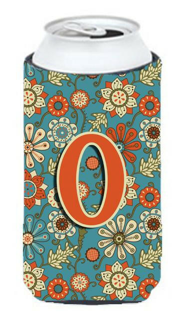 Letter O Flowers Retro Blue Tall Boy Beverage Insulator Hugger CJ2012-OTBC by Caroline's Treasures