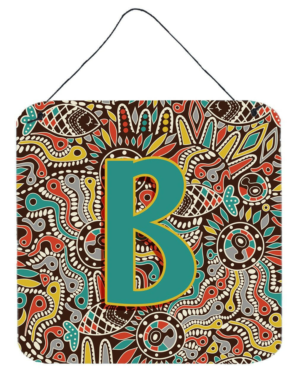 Letter B Retro Tribal Alphabet Initial Wall or Door Hanging Prints CJ2013-BDS66 by Caroline's Treasures