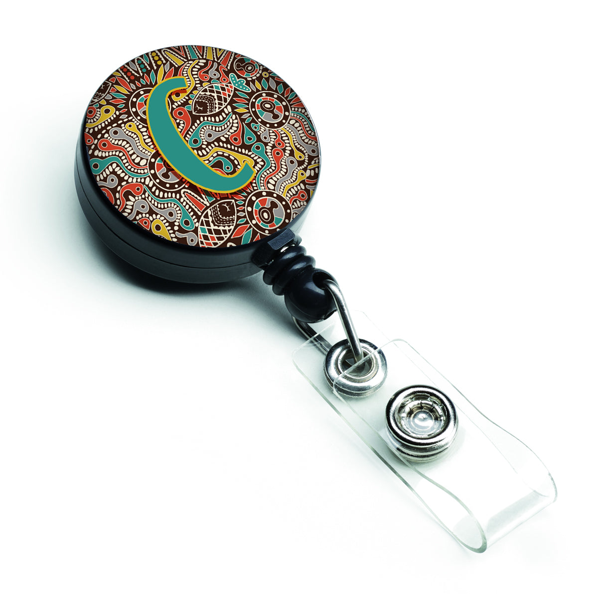 Letter C Retro Tribal Alphabet Initial Retractable Badge Reel CJ2013-CBR  the-store.com.