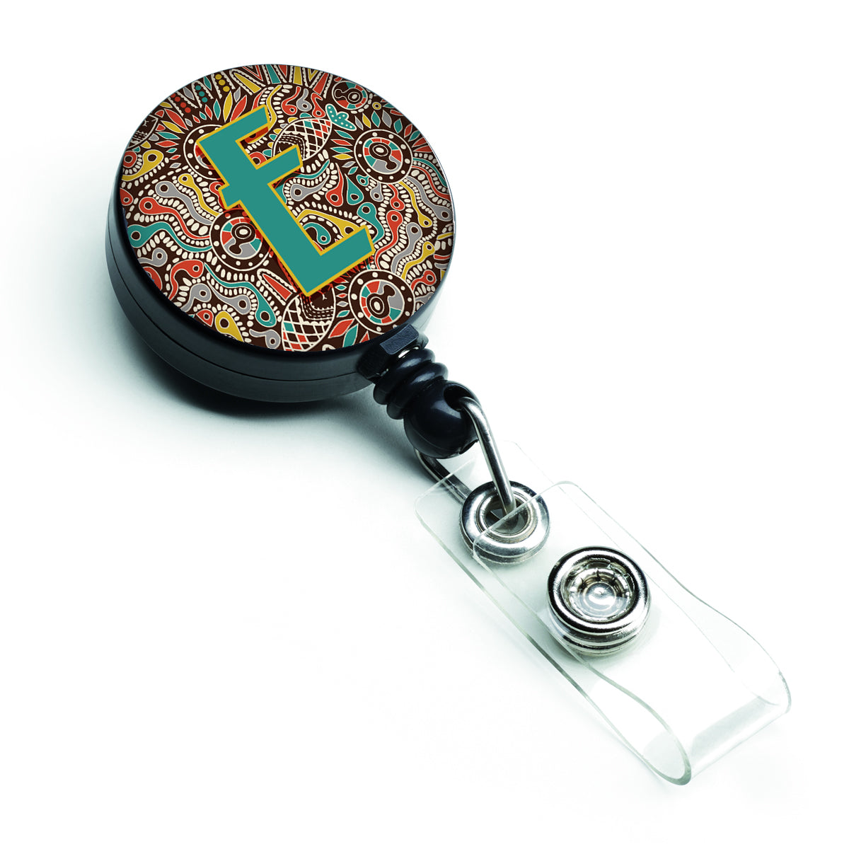 Letter E Retro Tribal Alphabet Initial Retractable Badge Reel CJ2013-EBR  the-store.com.