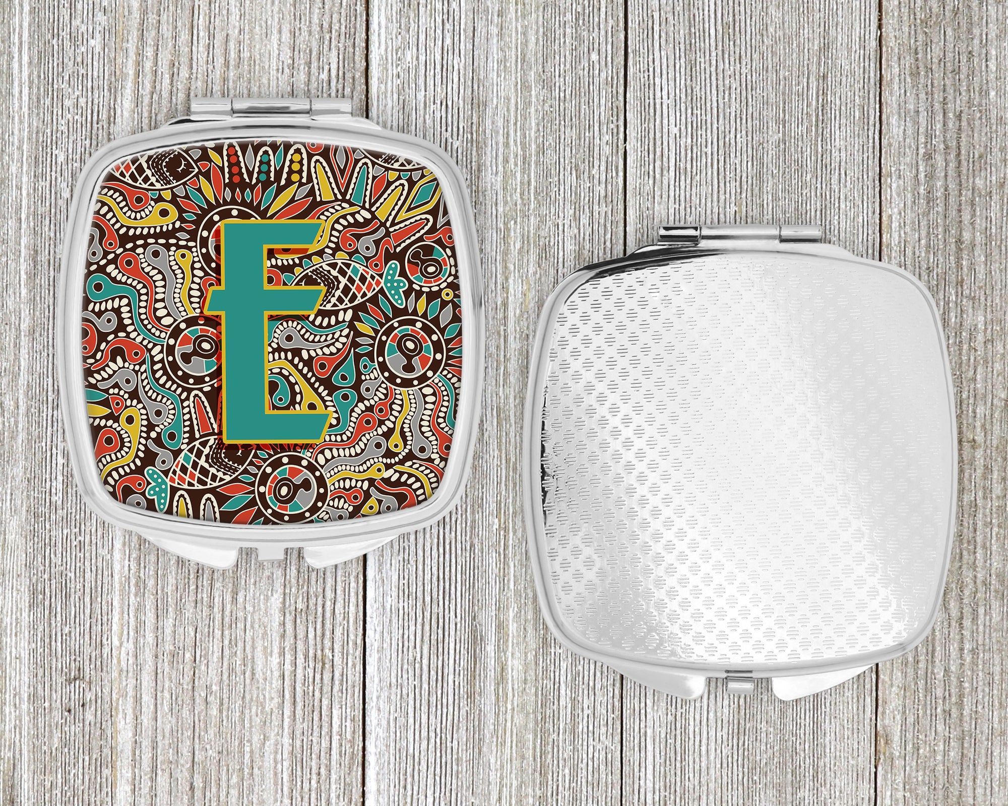 Letter E Retro Tribal Alphabet Initial Compact Mirror CJ2013-ESCM  the-store.com.