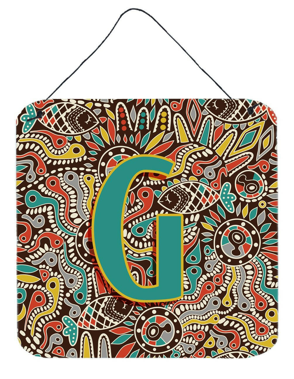 Letter G Retro Tribal Alphabet Initial Wall or Door Hanging Prints CJ2013-GDS66 by Caroline's Treasures