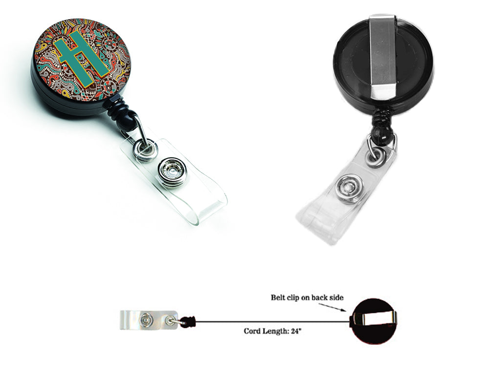 Letter H Retro Tribal Alphabet Initial Retractable Badge Reel CJ2013-HBR  the-store.com.