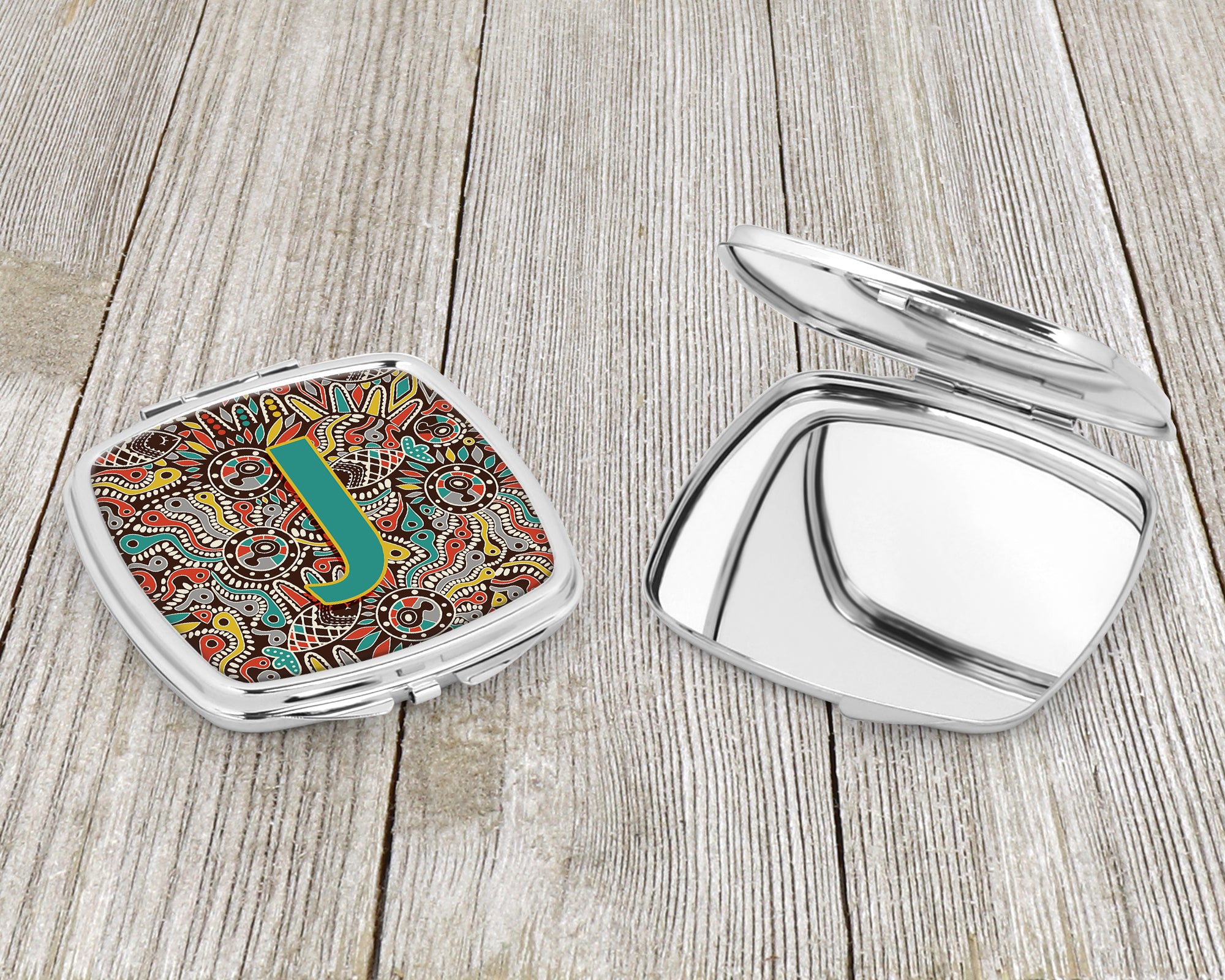 Letter J Retro Tribal Alphabet Initial Compact Mirror CJ2013-JSCM  the-store.com.