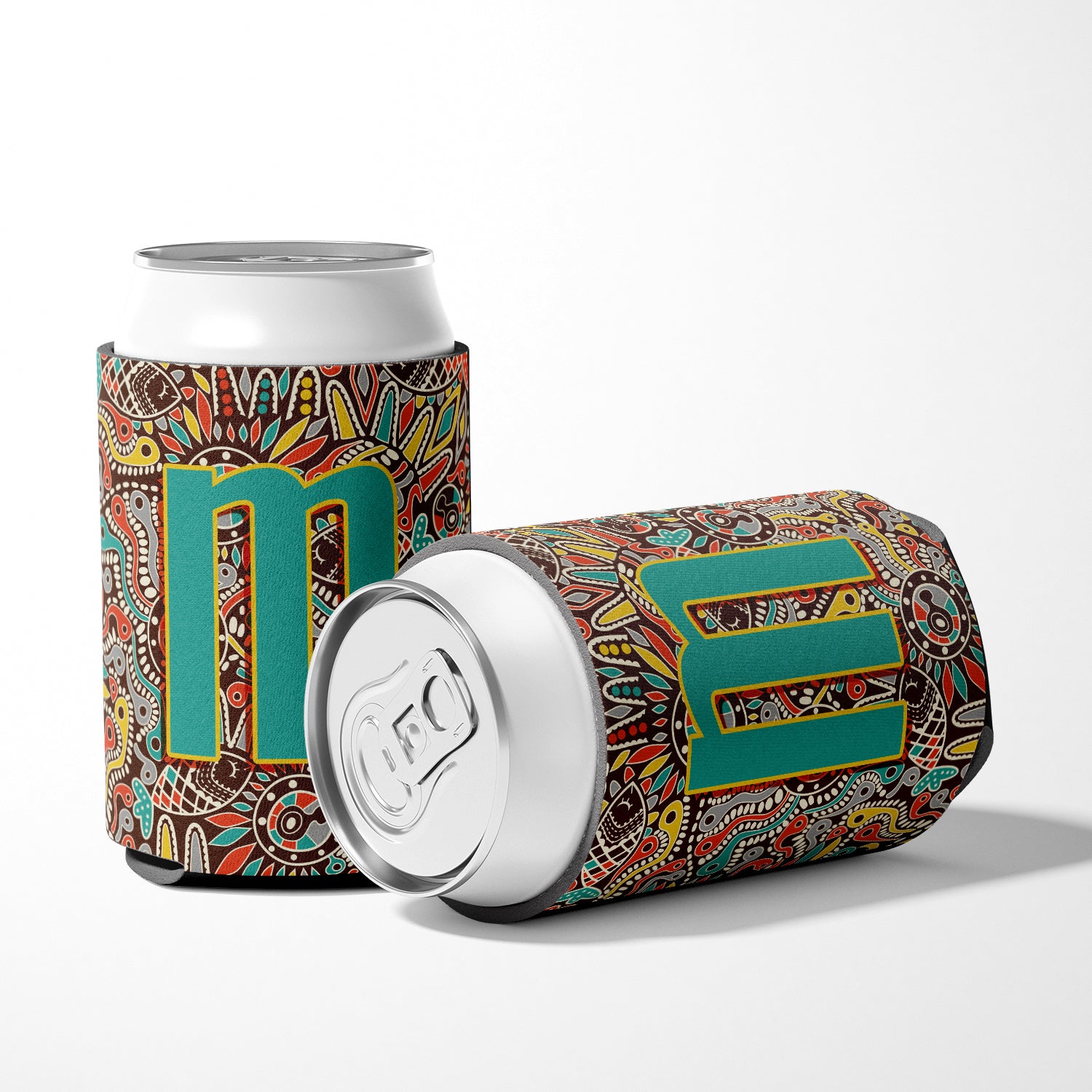 Letter M Retro Tribal Alphabet Initial Can or Bottle Hugger CJ2013-MCC.