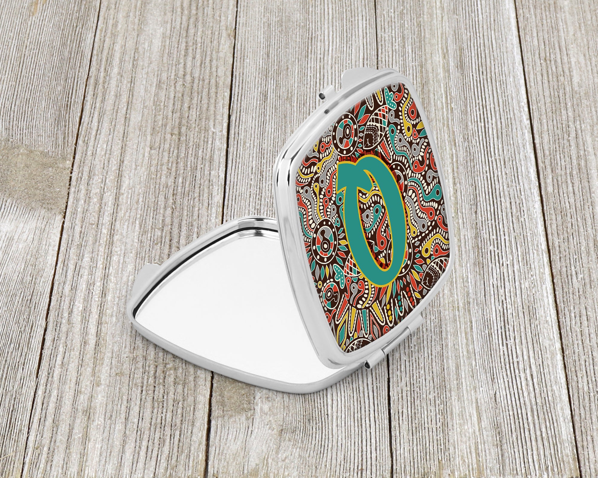 Letter Q Retro Tribal Alphabet Initial Compact Mirror CJ2013-QSCM  the-store.com.