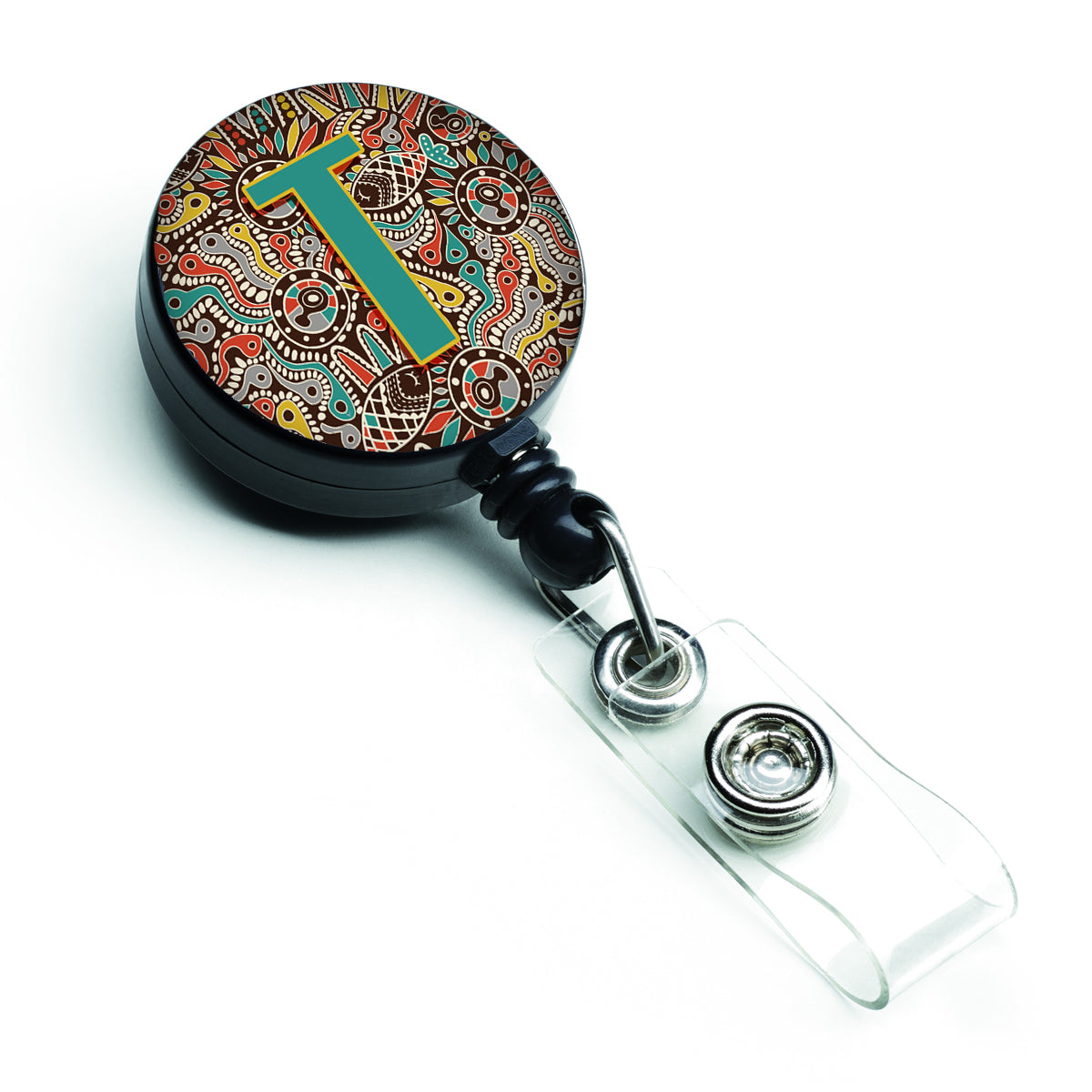 Letter T Retro Tribal Alphabet Initial Retractable Badge Reel CJ2013-TBR  the-store.com.