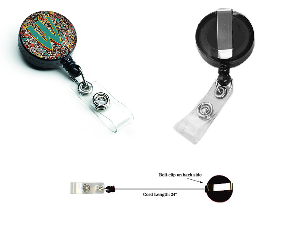 Letter W Retro Tribal Alphabet Initial Retractable Badge Reel CJ2013-WBR  the-store.com.