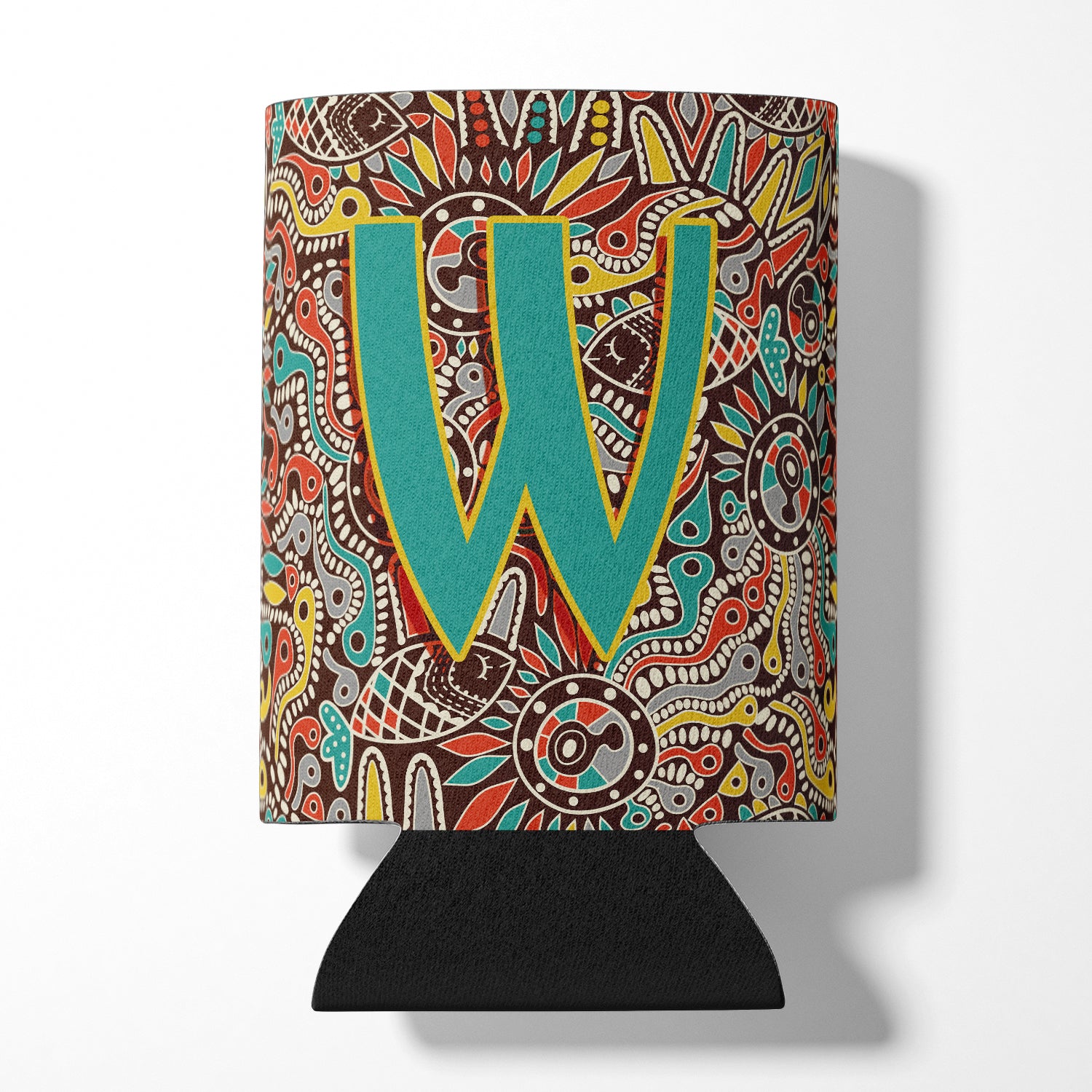 Letter W Retro Tribal Alphabet Initial Can or Bottle Hugger CJ2013-WCC.