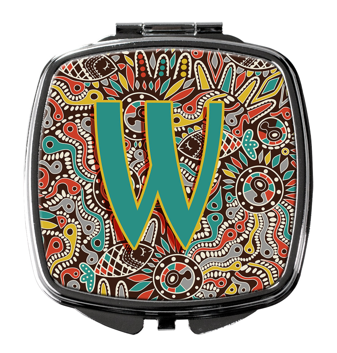 Letter W Retro Tribal Alphabet Initial Compact Mirror CJ2013-WSCM  the-store.com.