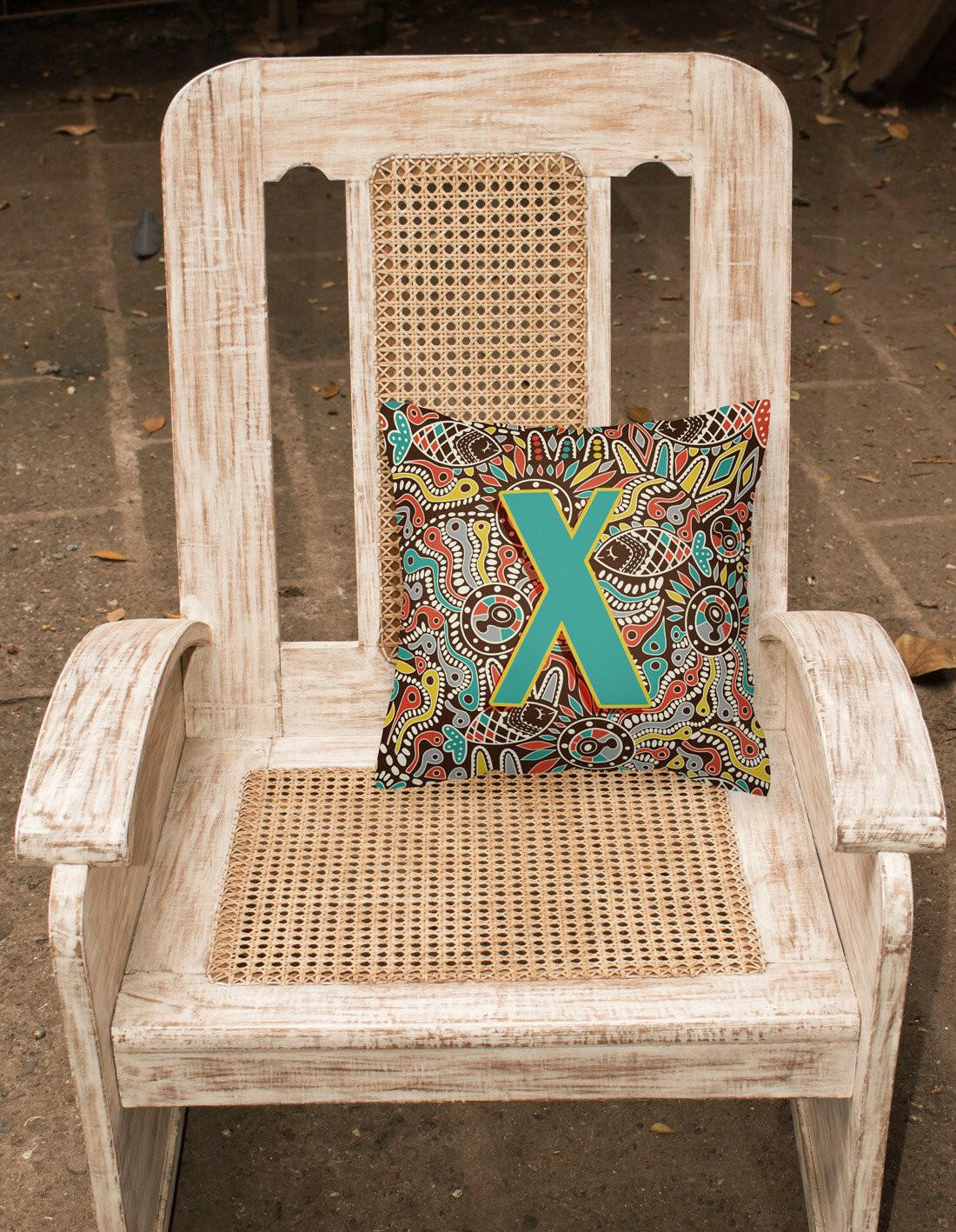 Letter X Retro Tribal Alphabet Initial Canvas Fabric Decorative Pillow CJ2013-XPW1414 by Caroline's Treasures