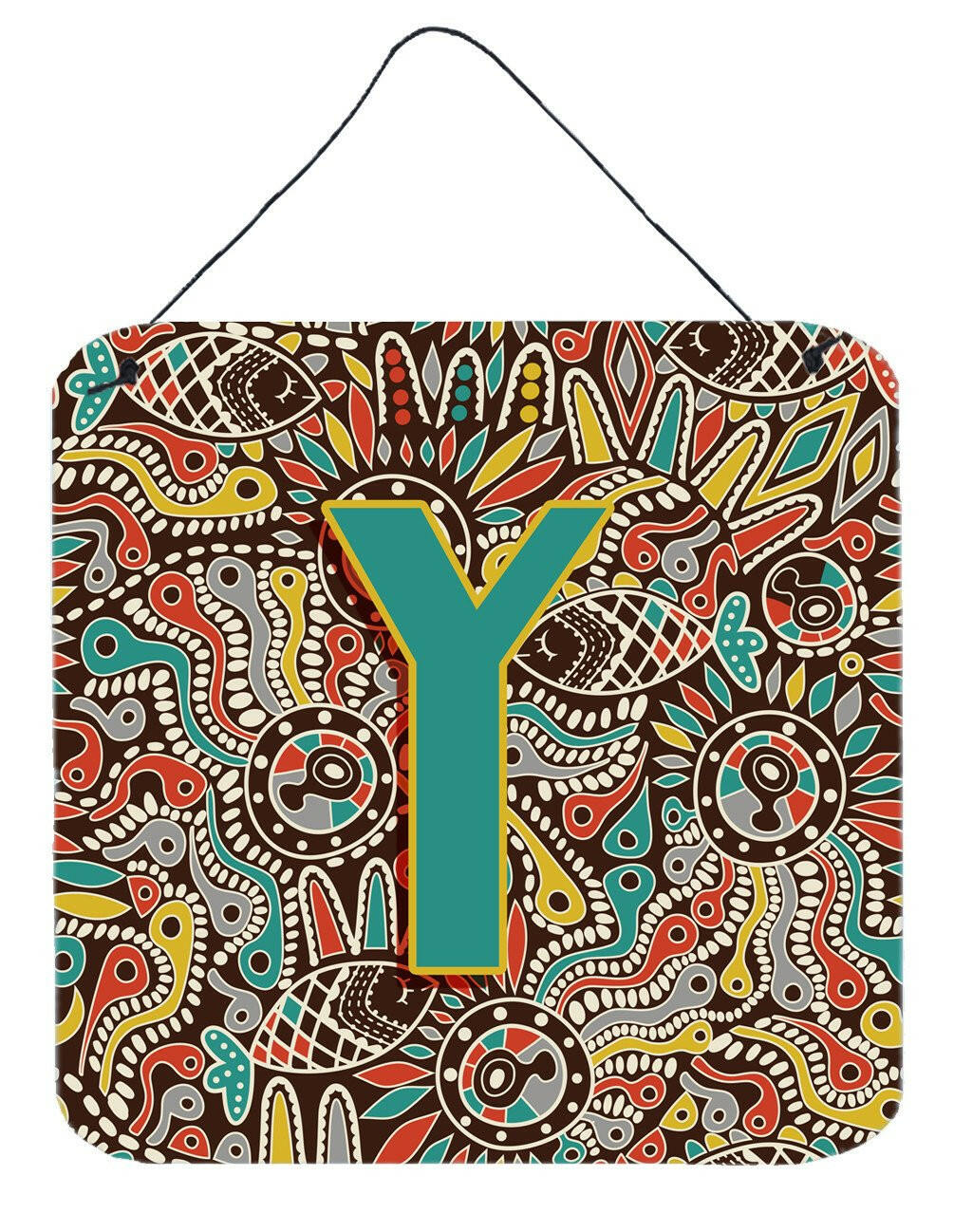 Letter Y Retro Tribal Alphabet Initial Wall or Door Hanging Prints CJ2013-YDS66 by Caroline&#39;s Treasures