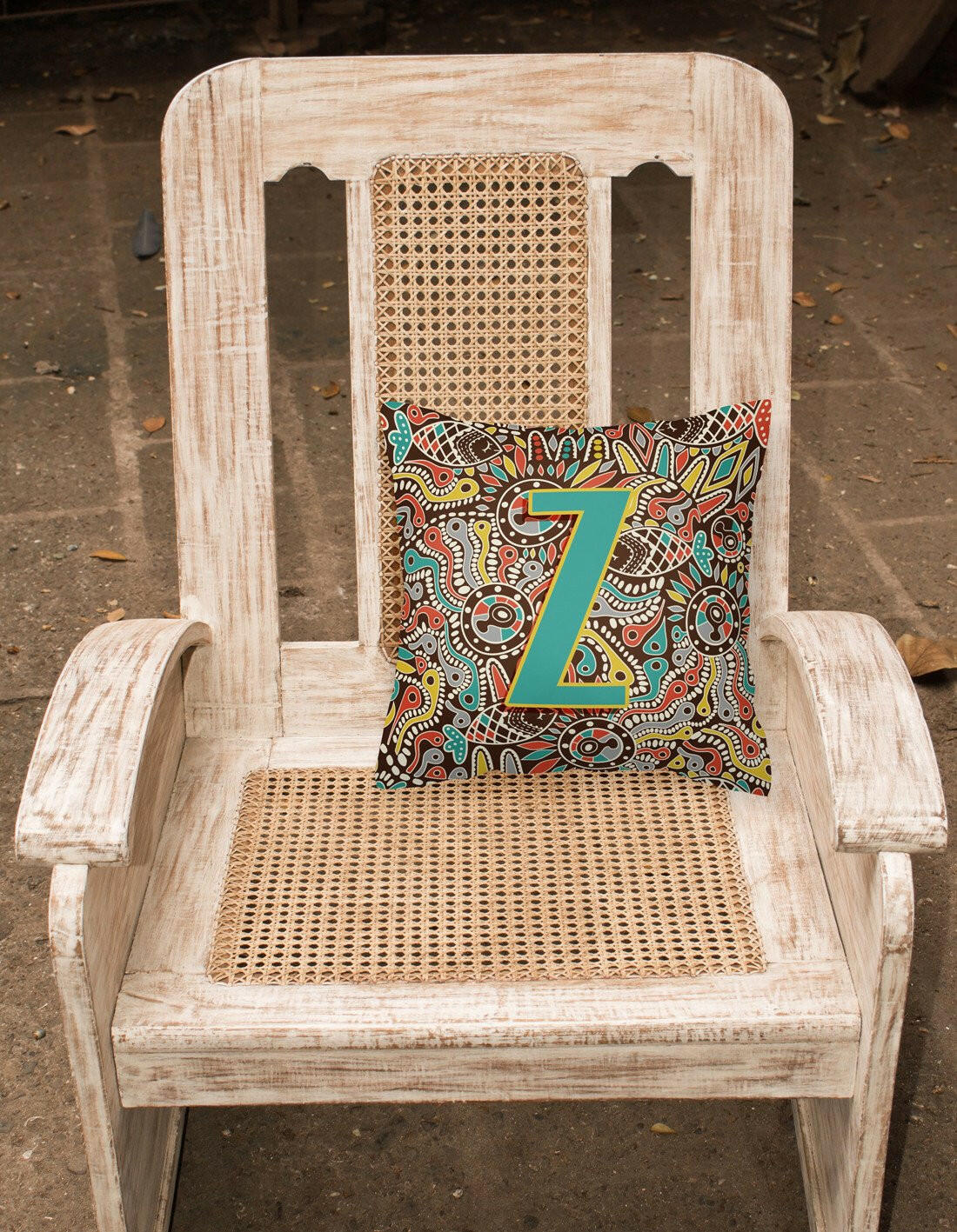 Letter Z Retro Tribal Alphabet Initial Canvas Fabric Decorative Pillow CJ2013-ZPW1414 by Caroline's Treasures