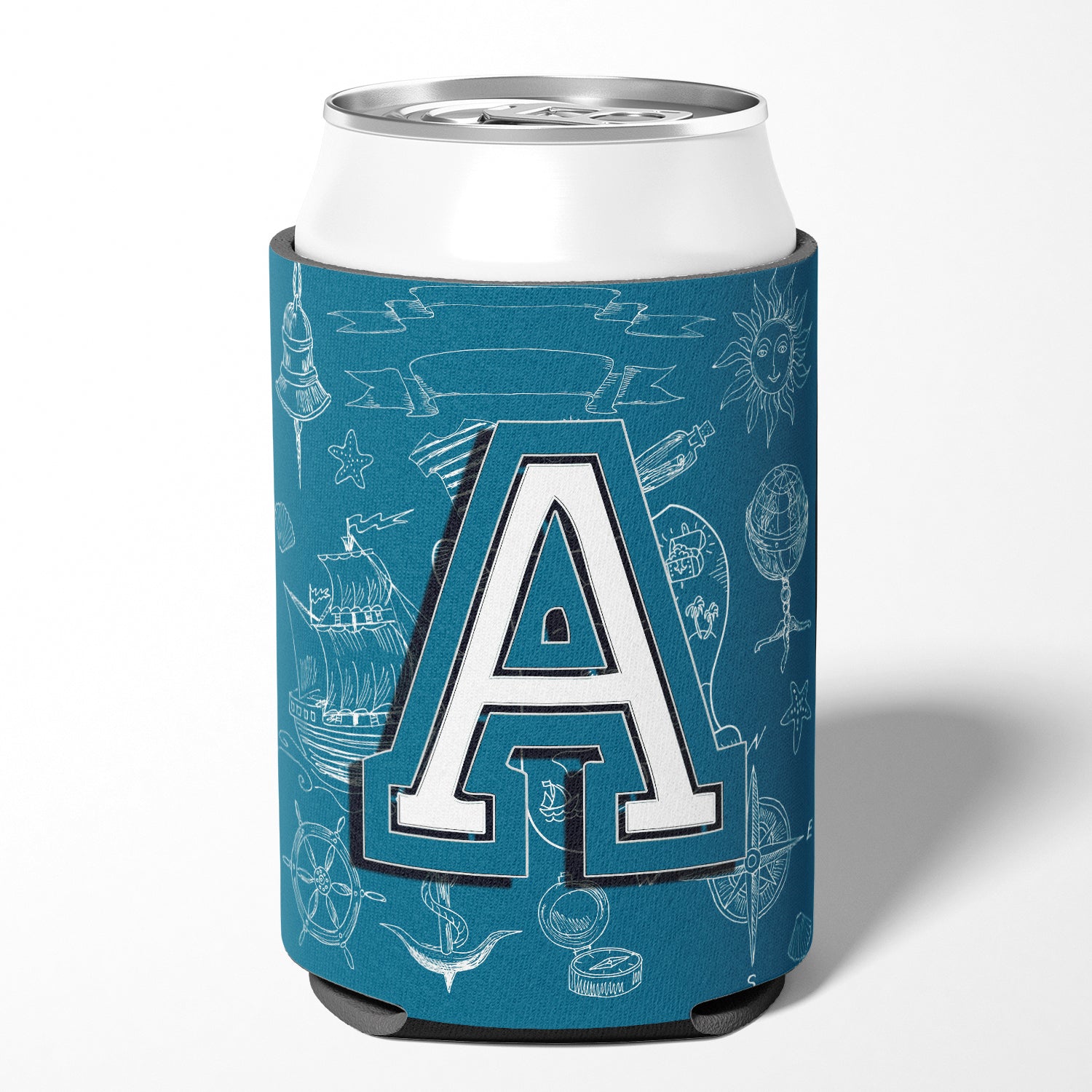 Letter A Sea Doodles Initial Alphabet Can or Bottle Hugger CJ2014-ACC.