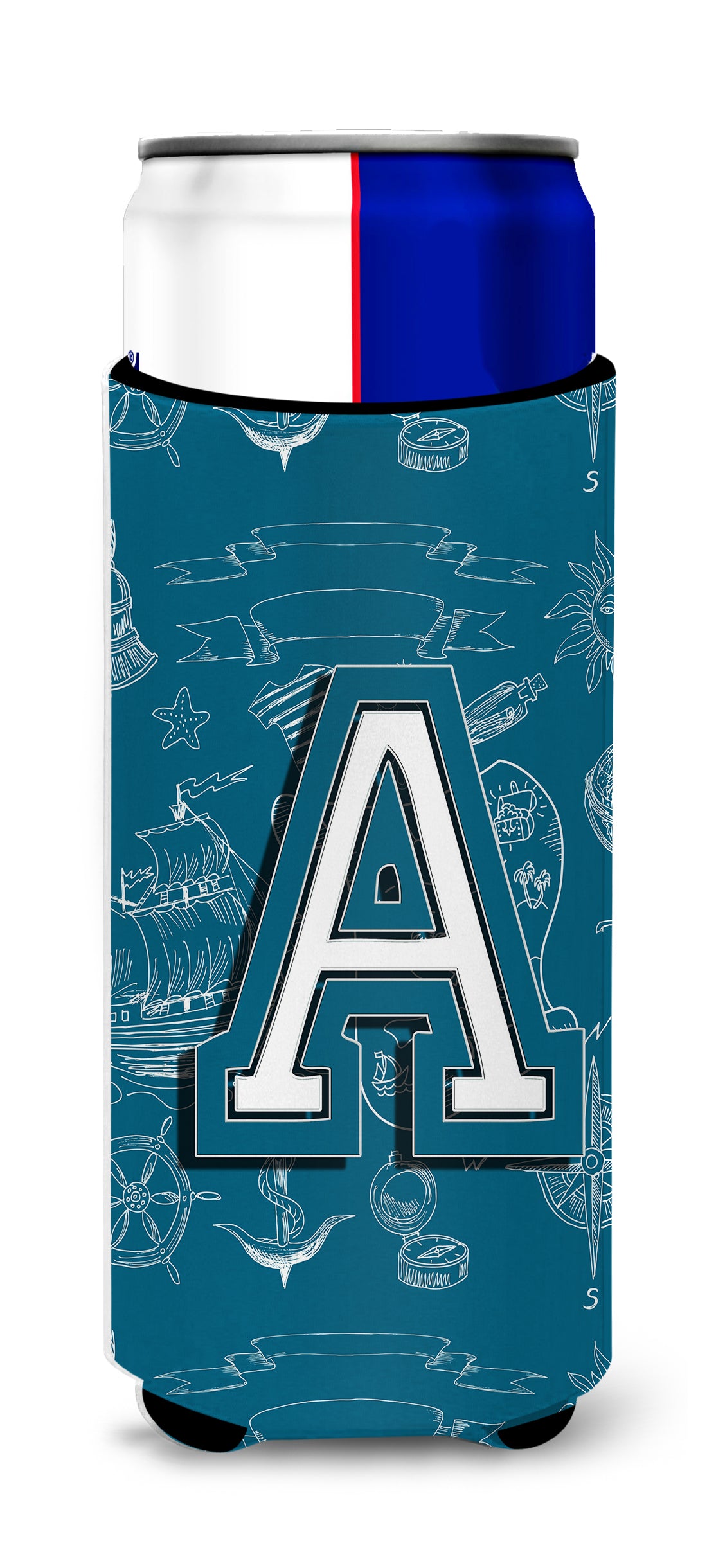 Letter A Sea Doodles Initial Alphabet Ultra Beverage Insulators for slim cans CJ2014-AMUK.