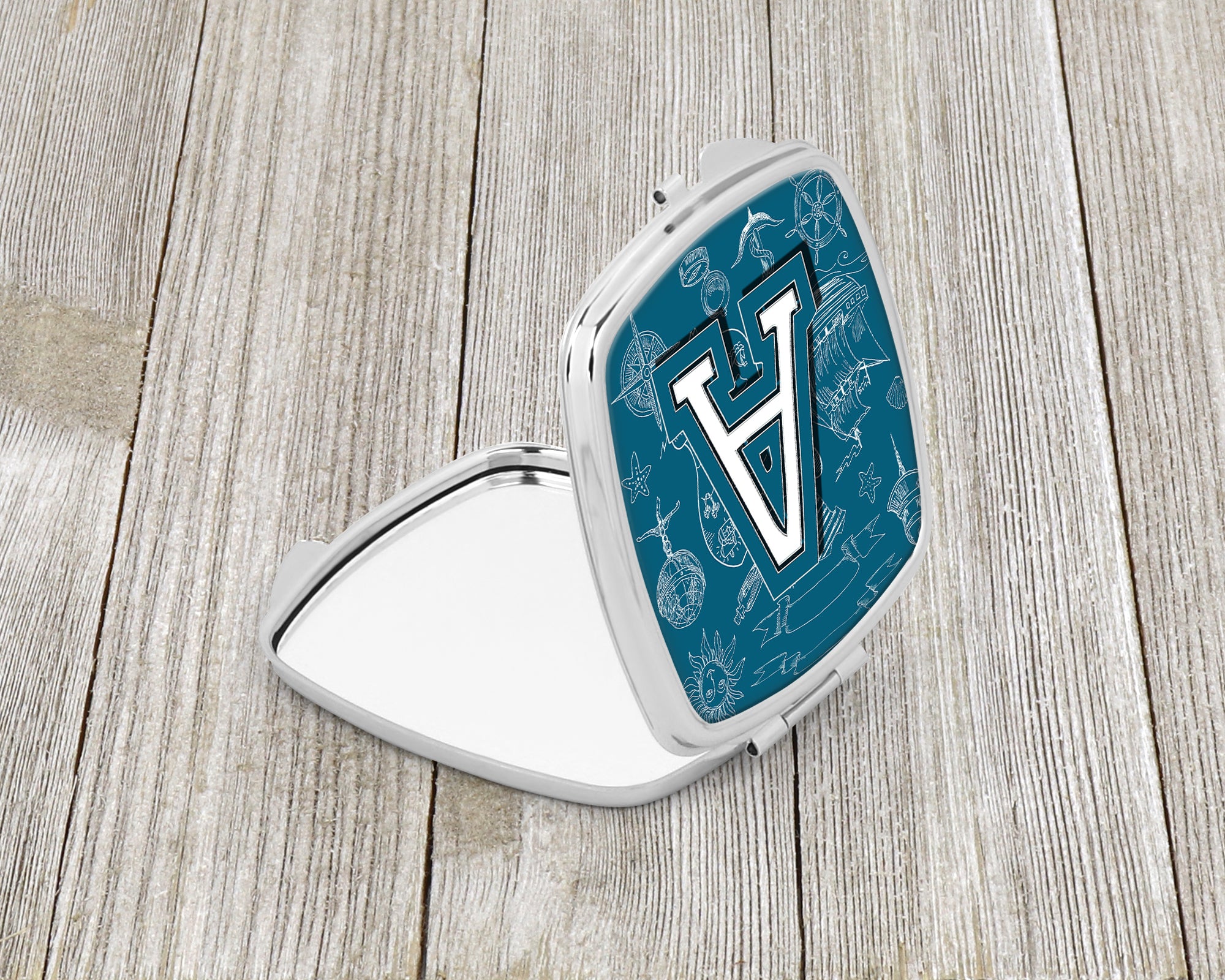 Letter A Sea Doodles Initial Alphabet Compact Mirror CJ2014-ASCM  the-store.com.