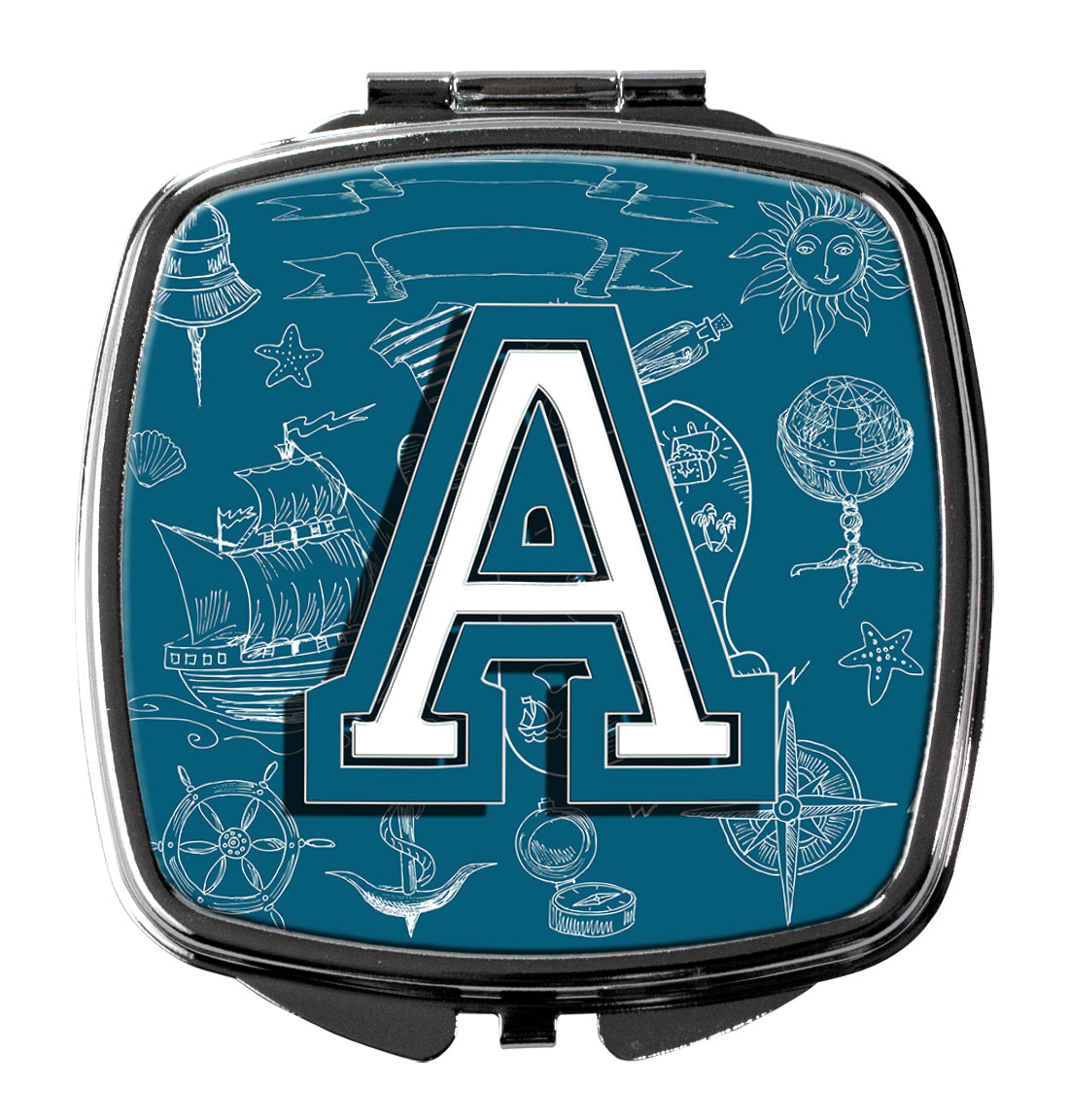 Letter A Sea Doodles Initial Alphabet Compact Mirror CJ2014-ASCM  the-store.com.