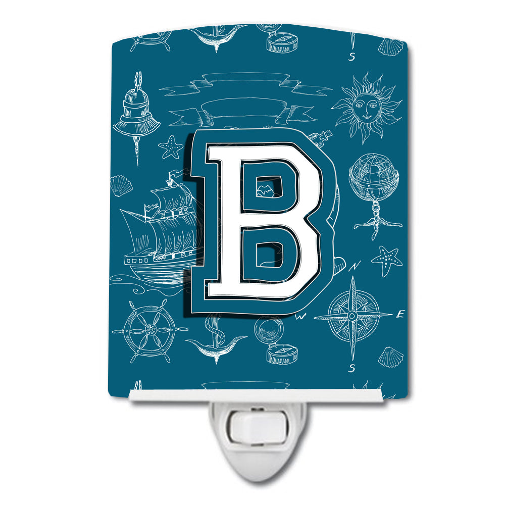 Letter B Sea Doodles Initial Alphabet Ceramic Night Light CJ2014-BCNL - the-store.com