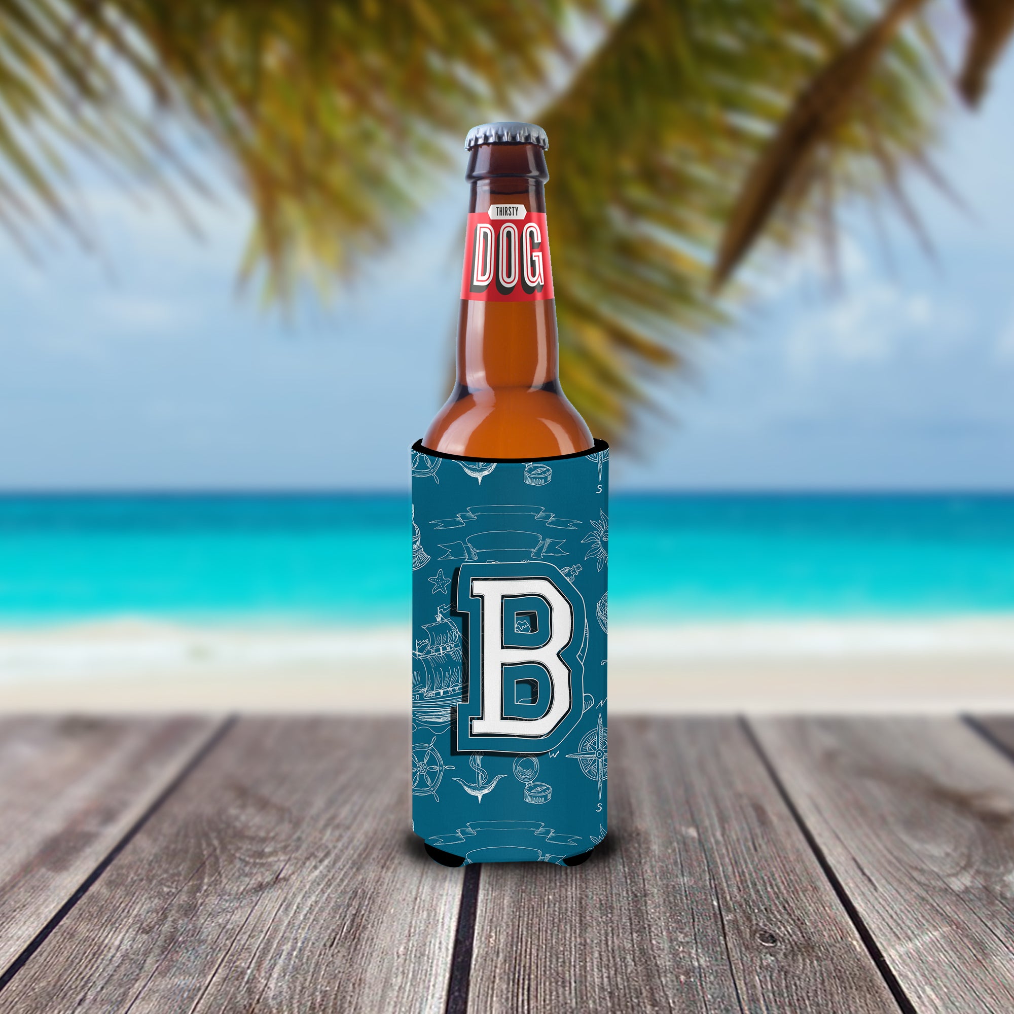 Letter B Sea Doodles Initial Alphabet Ultra Beverage Insulators for slim cans CJ2014-BMUK.