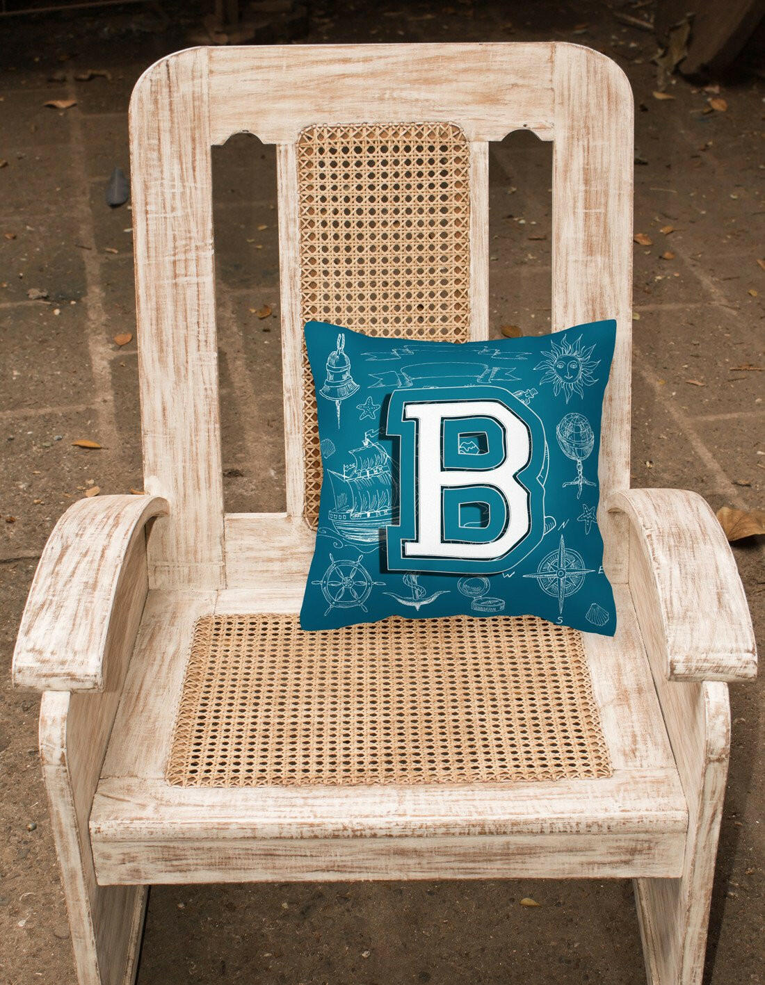 Letter B Sea Doodles Initial Alphabet Canvas Fabric Decorative Pillow CJ2014-BPW1414 by Caroline's Treasures