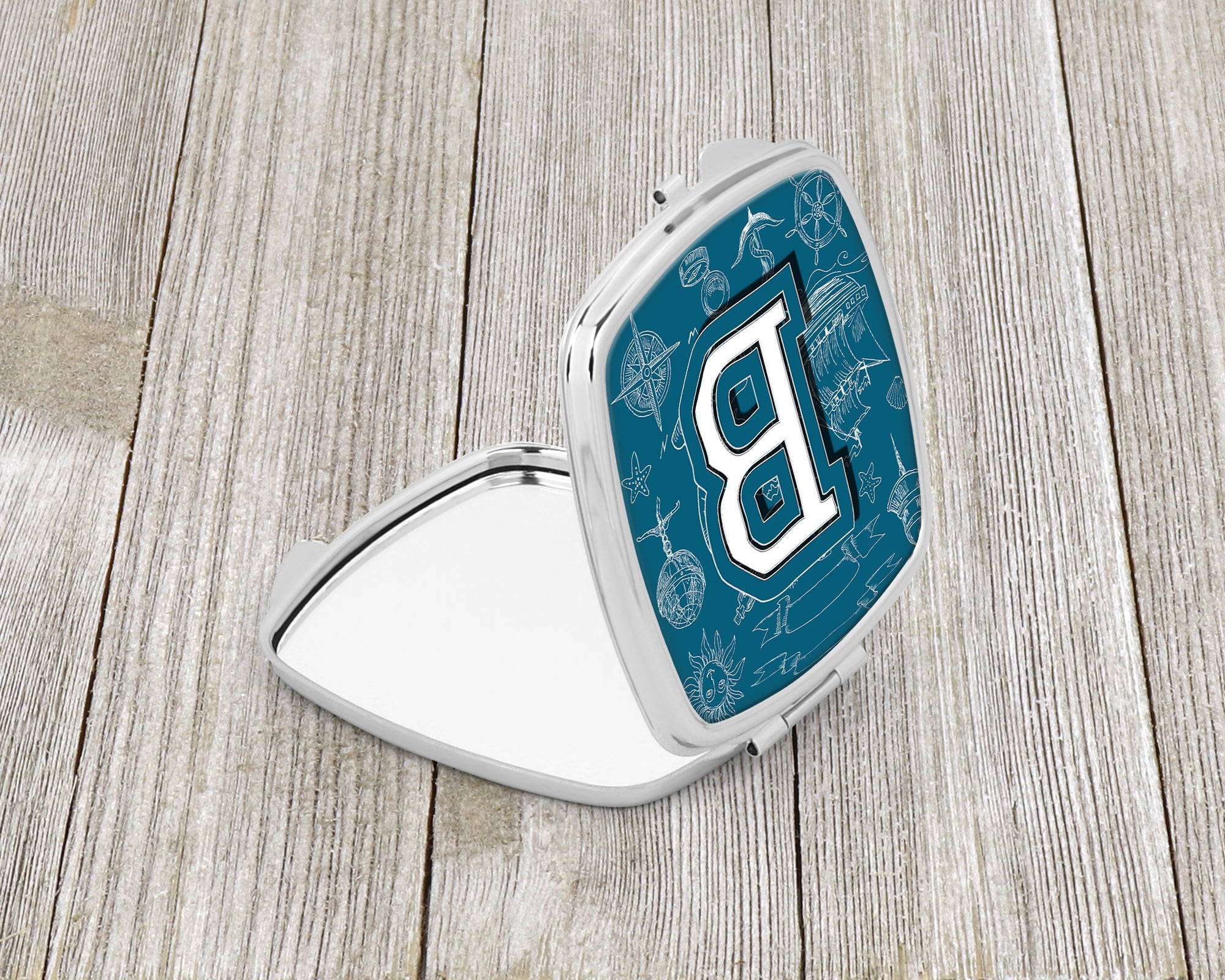 Letter B Sea Doodles Initial Alphabet Compact Mirror CJ2014-BSCM  the-store.com.