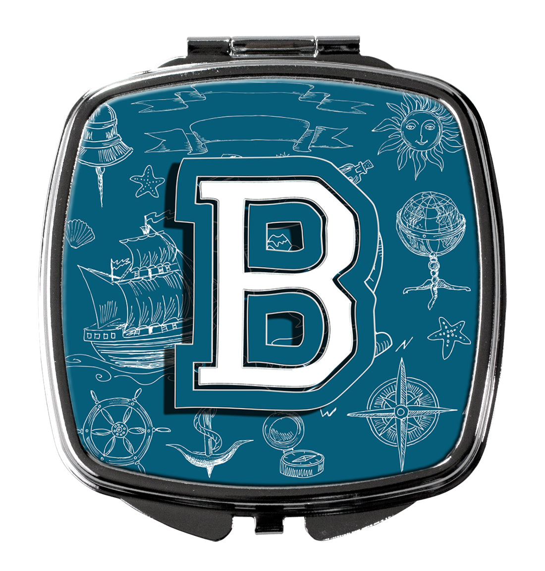 Letter B Sea Doodles Initial Alphabet Compact Mirror CJ2014-BSCM  the-store.com.