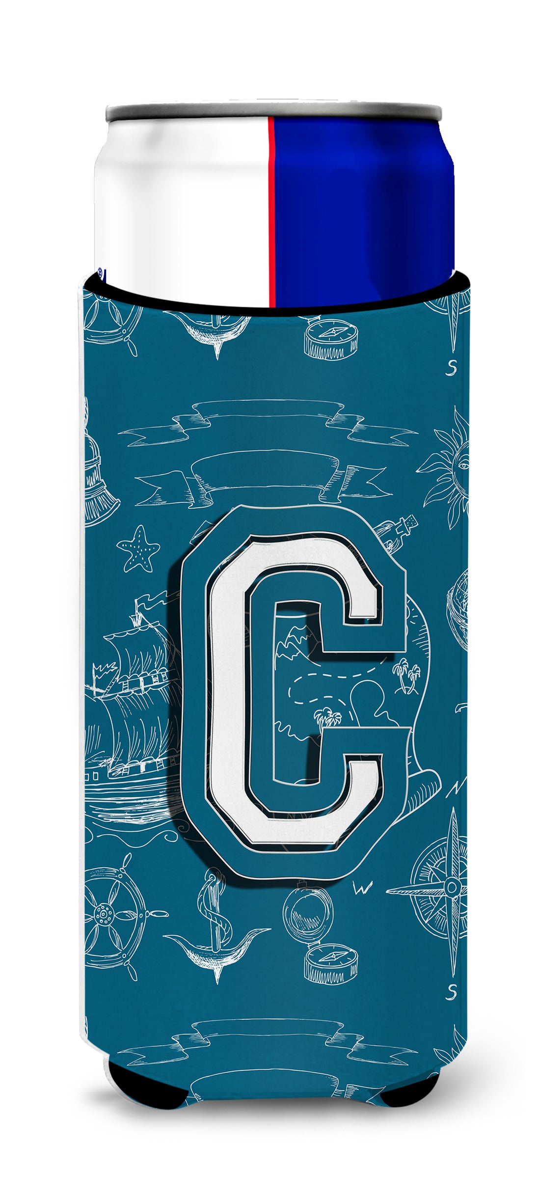 Letter C Sea Doodles Initial Alphabet Ultra Beverage Insulators for slim cans CJ2014-CMUK.