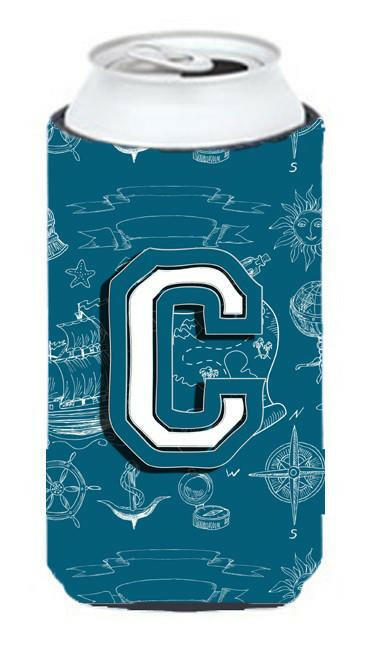 Letter C Sea Doodles Initial Alphabet Tall Boy Beverage Insulator Hugger CJ2014-CTBC by Caroline's Treasures