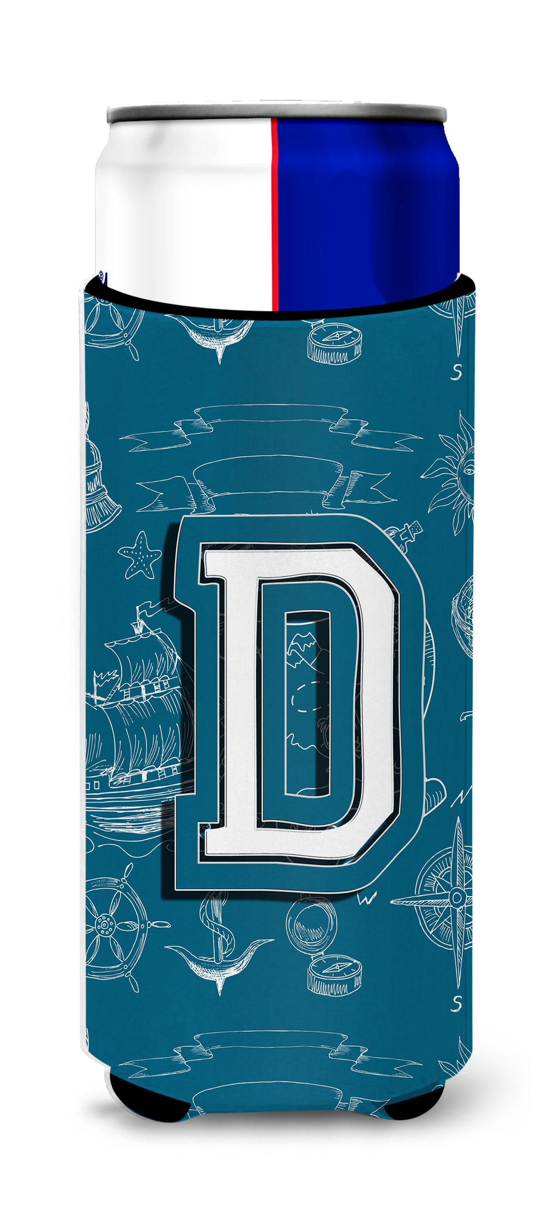 Letter D Sea Doodles Initial Alphabet Ultra Beverage Insulators for slim cans CJ2014-DMUK.