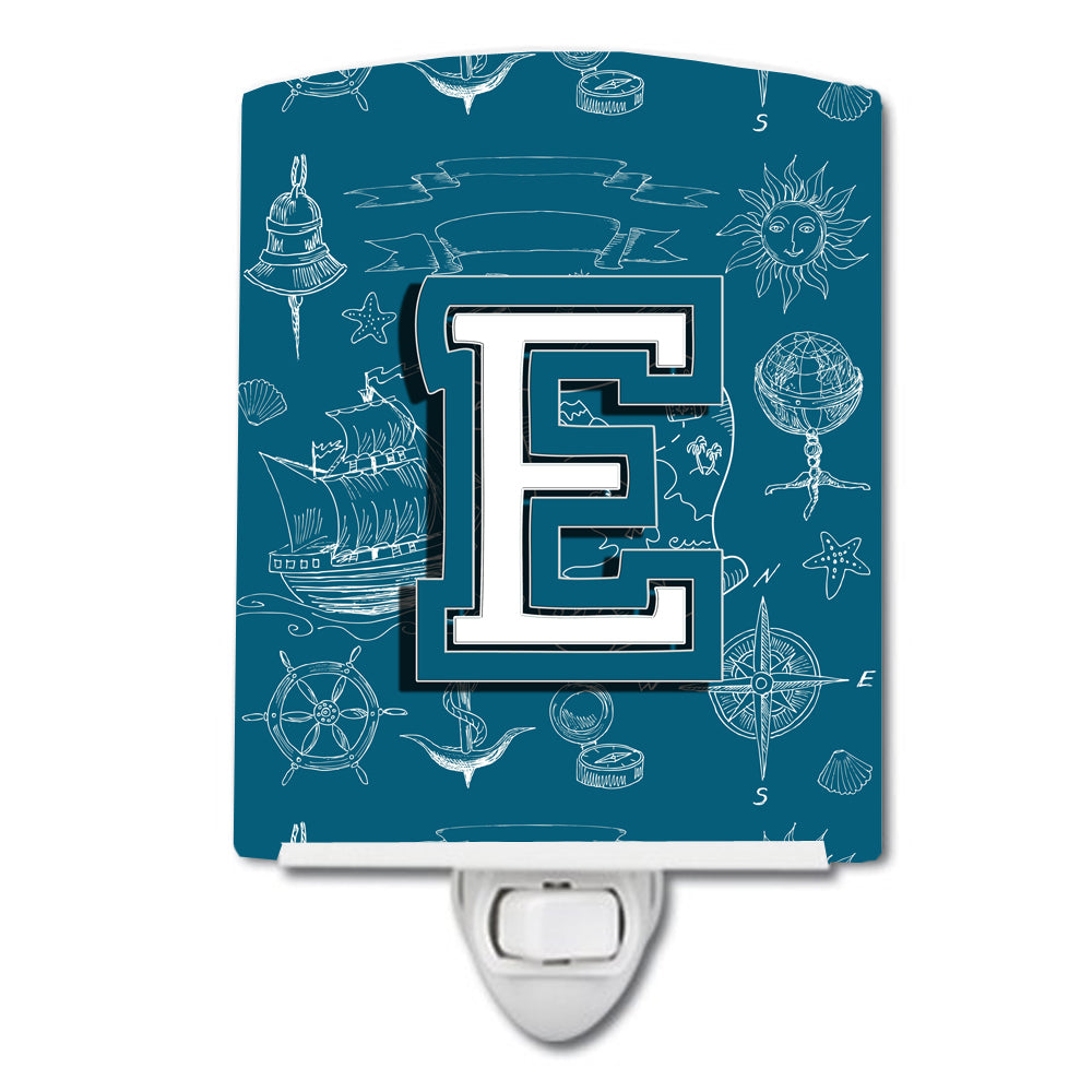 Letter E Sea Doodles Initial Alphabet Ceramic Night Light CJ2014-ECNL - the-store.com