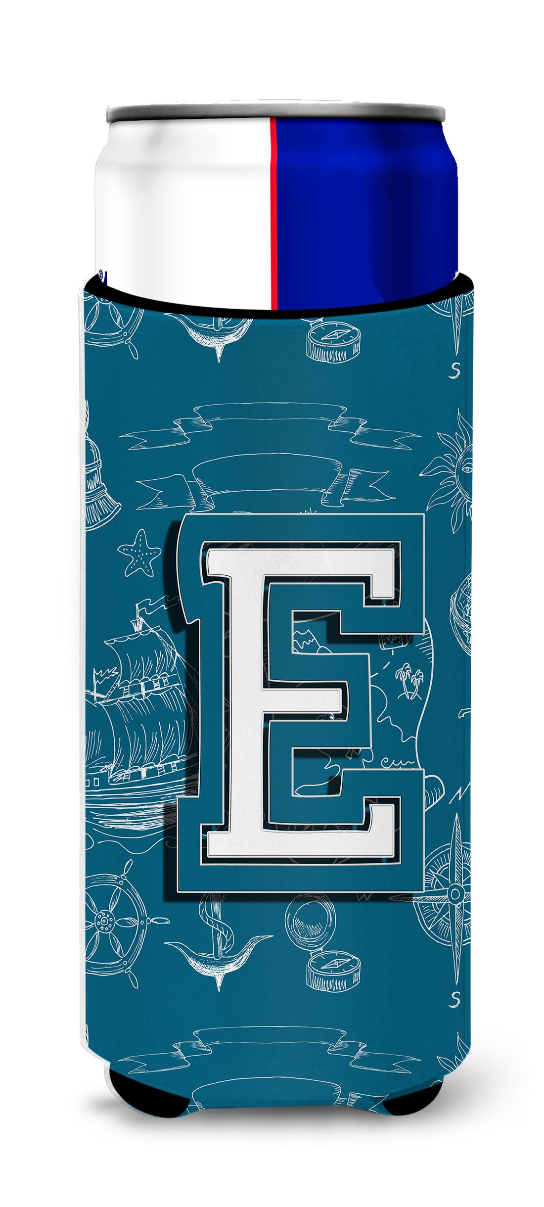 Letter E Sea Doodles Initial Alphabet Ultra Beverage Insulators for slim cans CJ2014-EMUK.