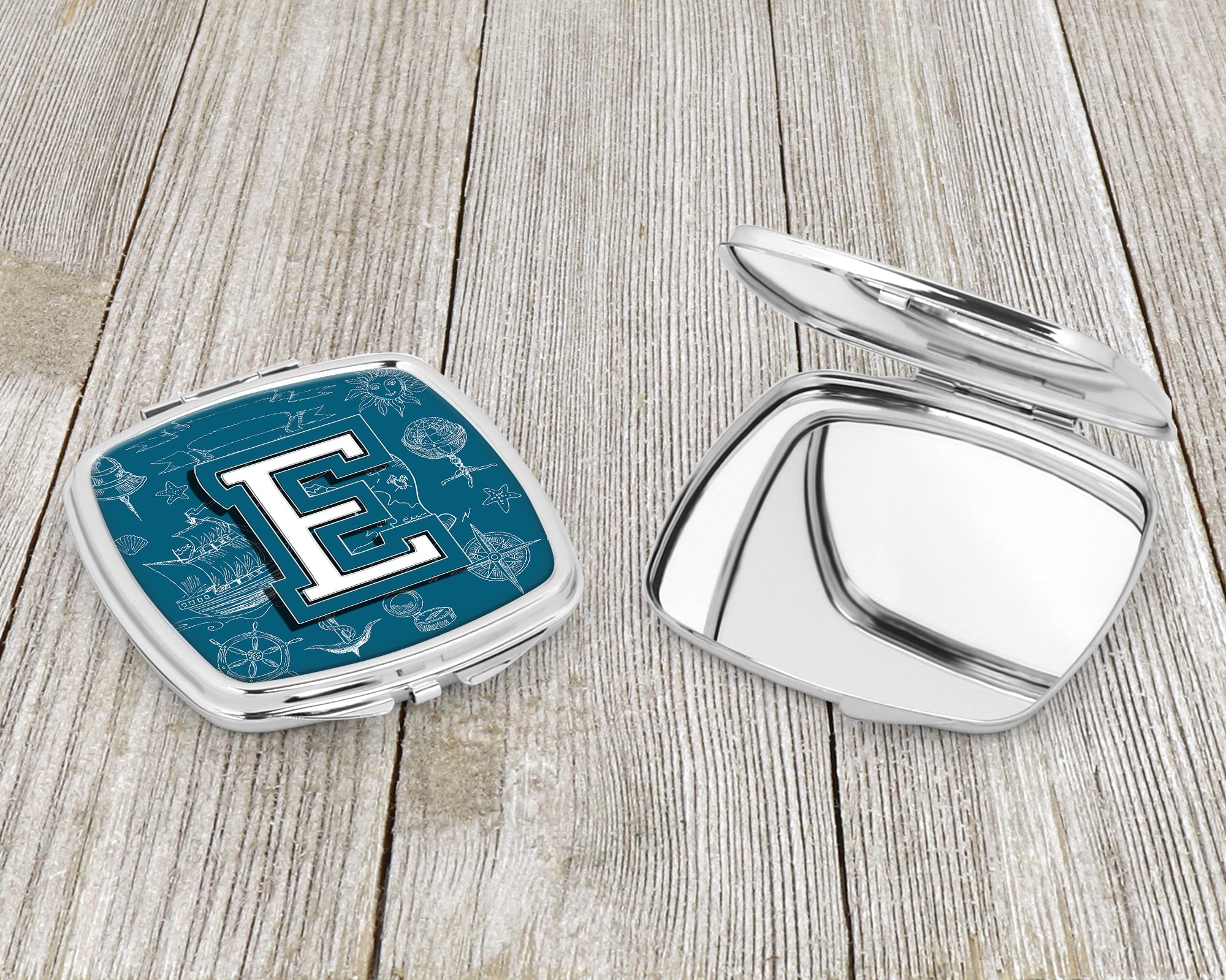 Letter E Sea Doodles Initial Alphabet Compact Mirror CJ2014-ESCM  the-store.com.