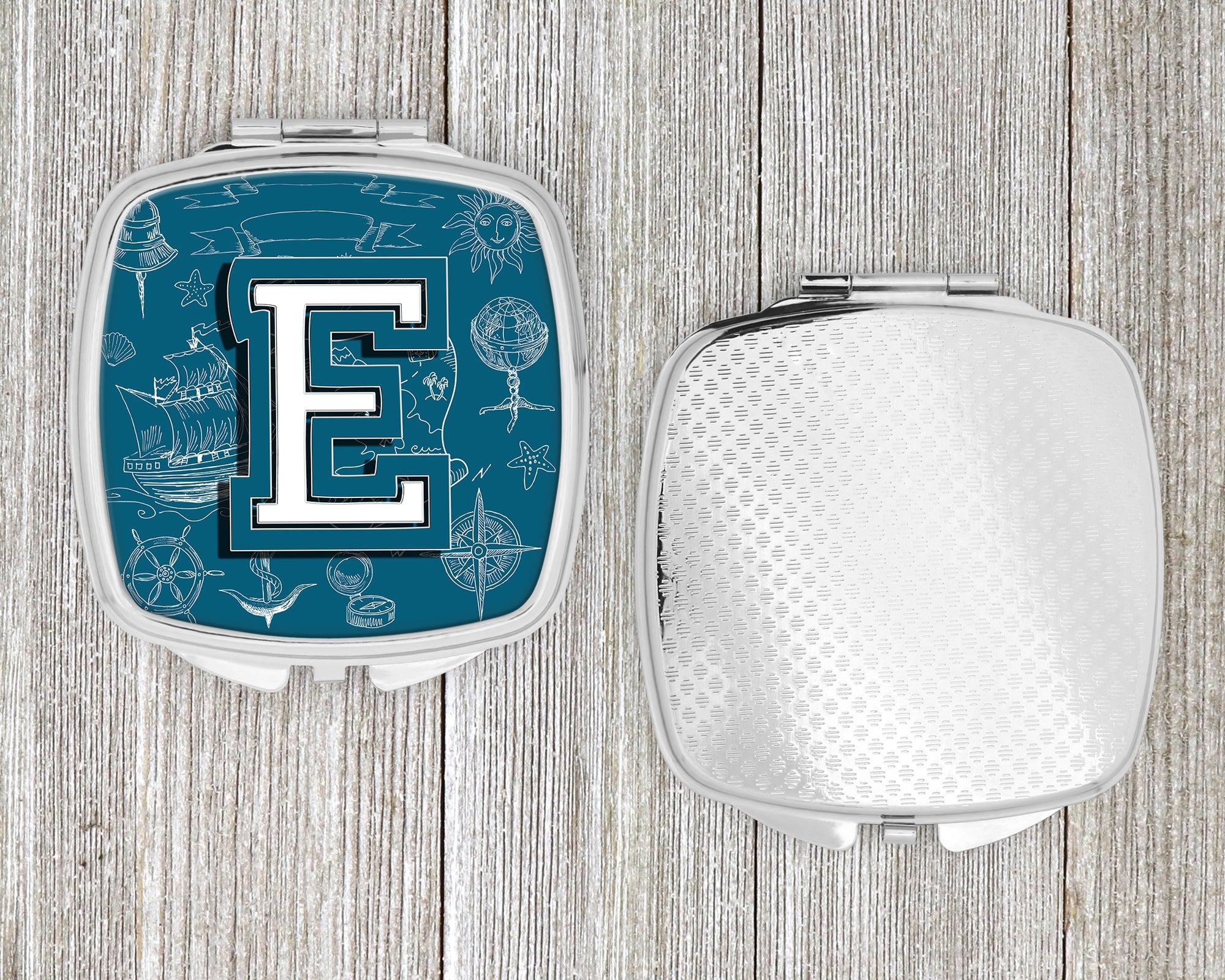 Letter E Sea Doodles Initial Alphabet Compact Mirror CJ2014-ESCM  the-store.com.