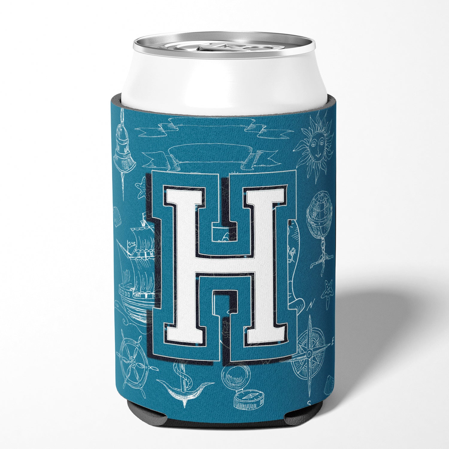 Letter H Sea Doodles Initial Alphabet Can or Bottle Hugger CJ2014-HCC.