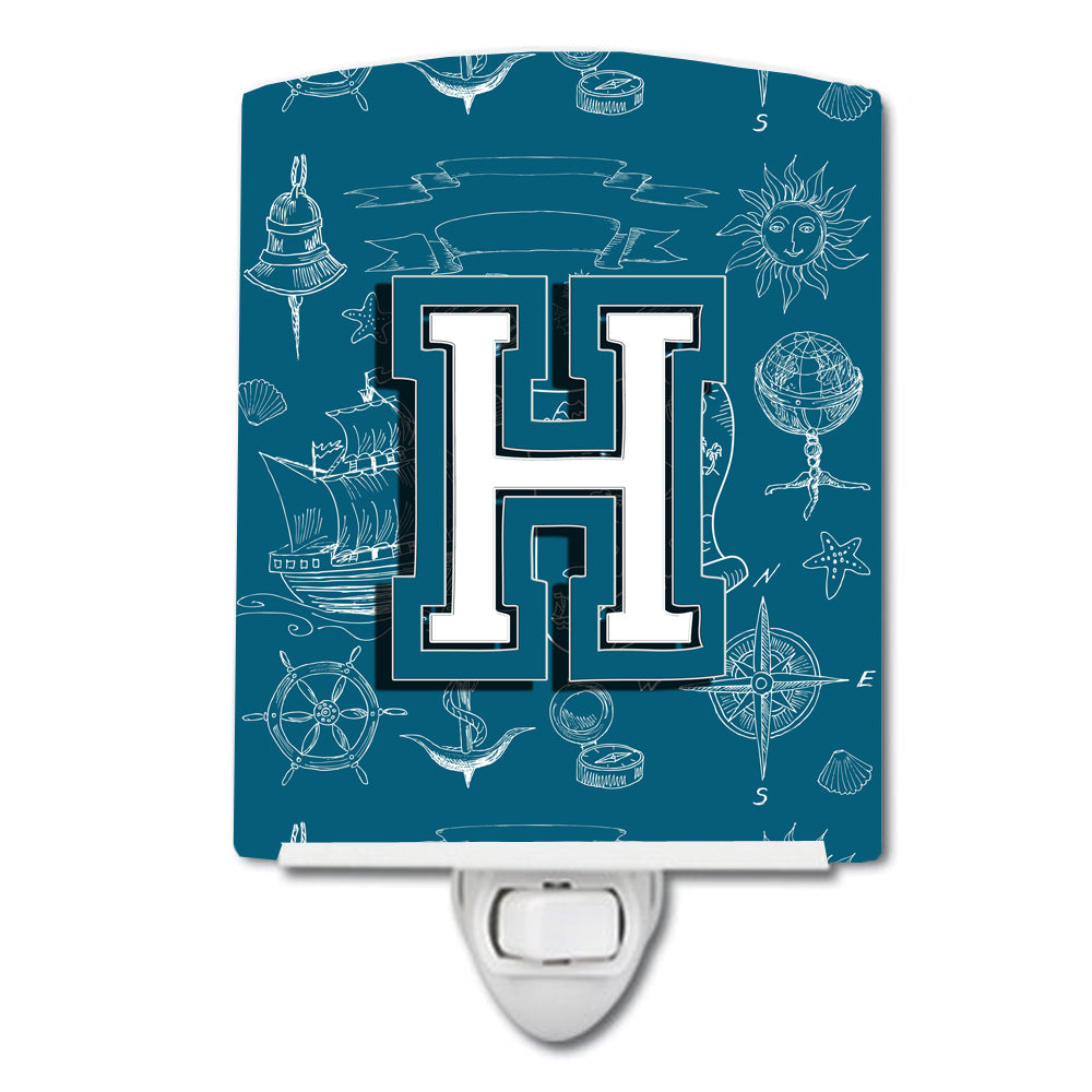 Letter H Sea Doodles Initial Alphabet Ceramic Night Light CJ2014-HCNL - the-store.com