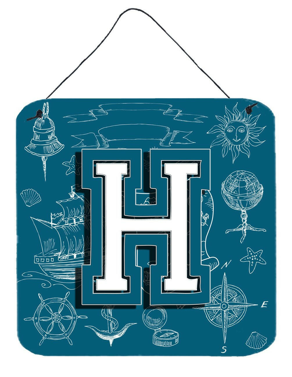 Letter H Sea Doodles Initial Alphabet Wall or Door Hanging Prints CJ2014-HDS66 by Caroline&#39;s Treasures