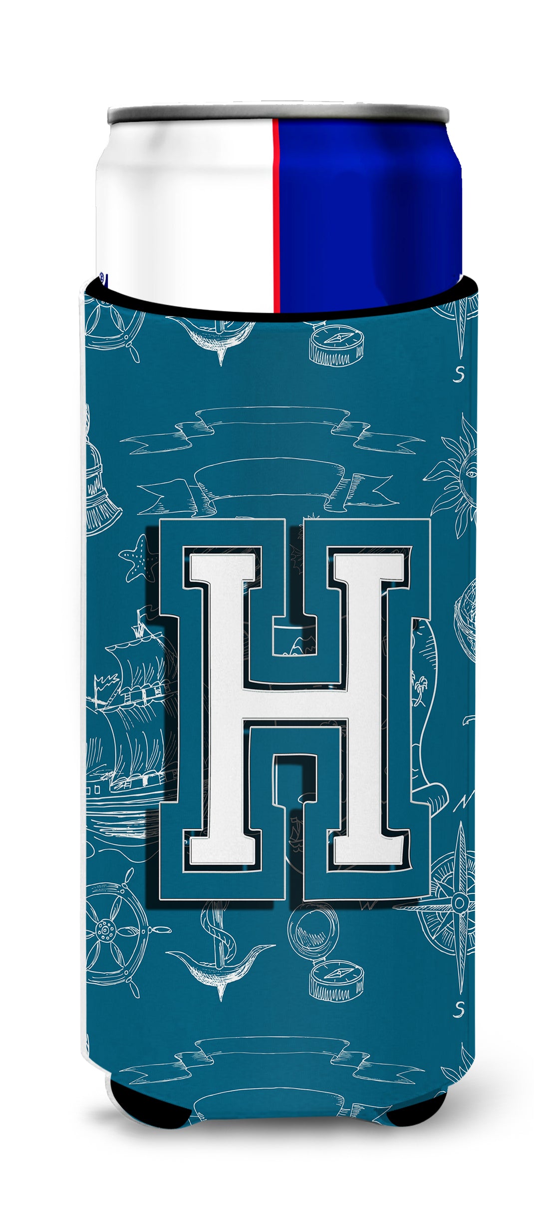 Letter H Sea Doodles Initial Alphabet Ultra Beverage Insulators for slim cans CJ2014-HMUK.