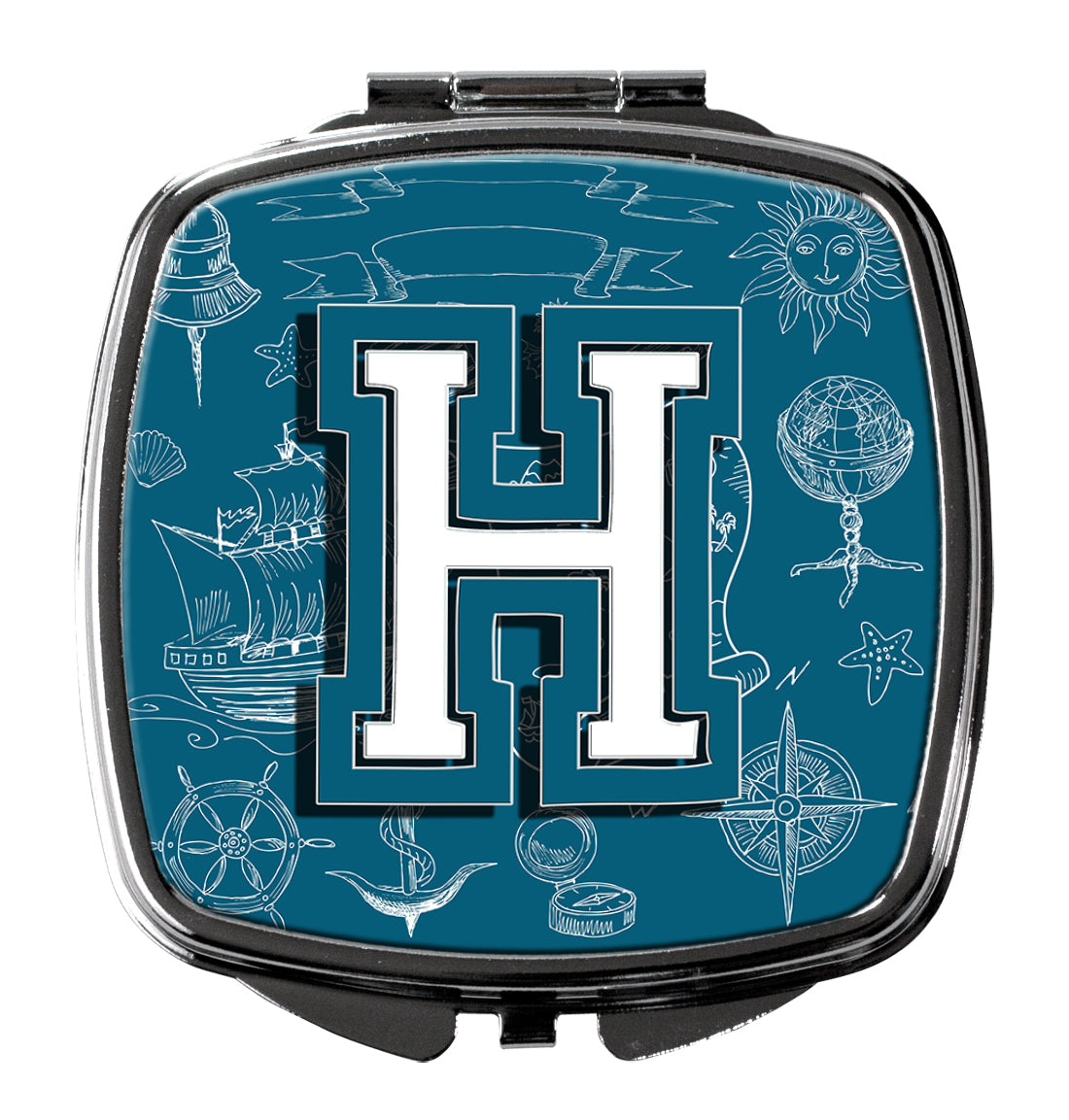 Letter H Sea Doodles Initial Alphabet Compact Mirror CJ2014-HSCM  the-store.com.