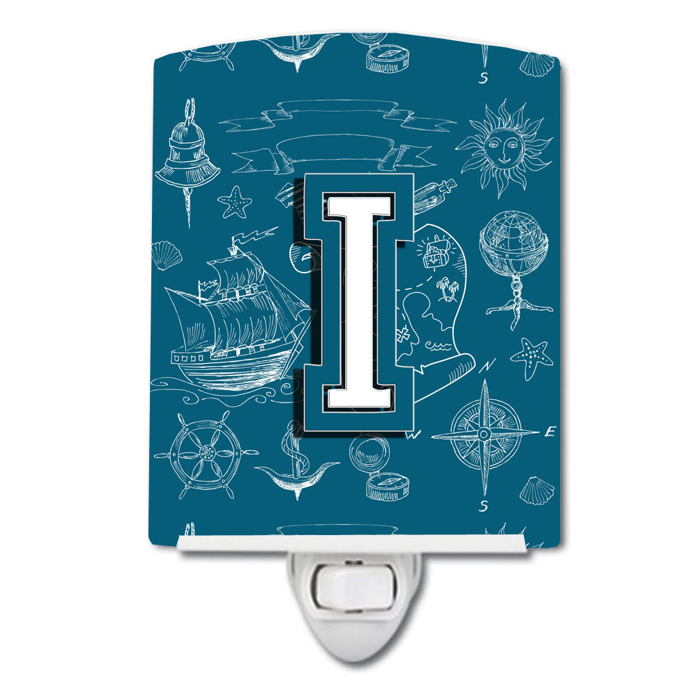 Letter I Sea Doodles Initial Alphabet Ceramic Night Light CJ2014-ICNL - the-store.com