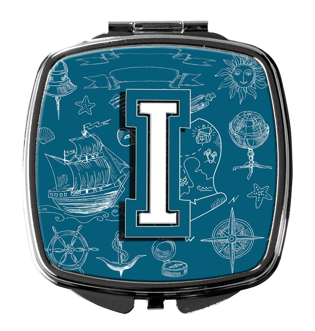 Letter I Sea Doodles Initial Alphabet Compact Mirror CJ2014-ISCM  the-store.com.